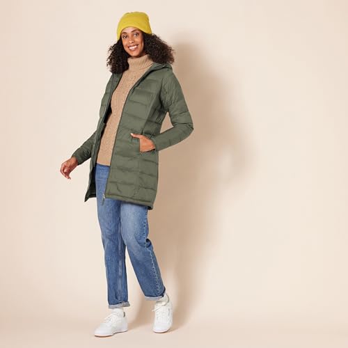 Amazon Essentials Women's Lightweight Water-Resistant Packable Puffer Coat Outerwear, -olive, Medium - image 4