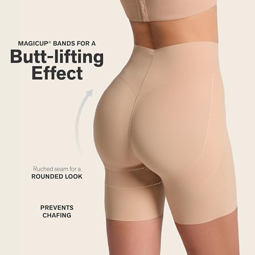 Image of Leonisa InvisiLift Seamless Butt Lifter Shaper Shorts, Moderate Compression Tummy Control Shapewear for Under Dress & Skirts