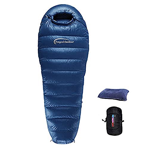 Fengzel Outdoor 寝袋 マミー型1000-2000g高級ダウン詰め 多色 連結可能 アウトドア 自宅 防災用 保温性高い シュラフ