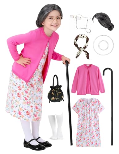 Disfraz completo de anciana para niñas 3-5 años