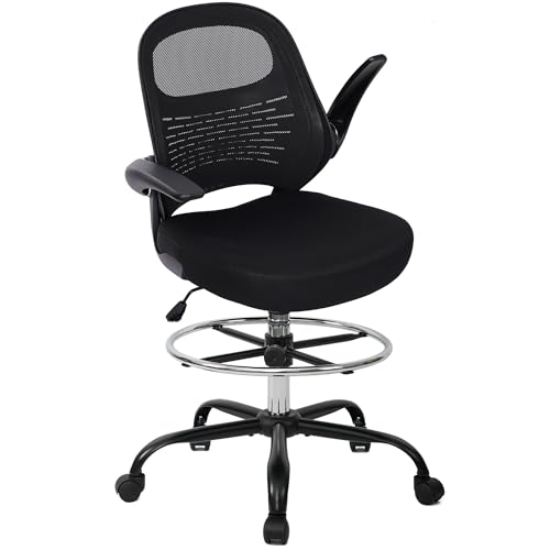 HYLONE Drafting Chair Tall Office Chair with Flip-Up Armrests Ergonomic