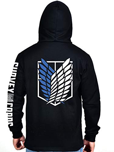 Image of ComicSense.xyz Unisex Anime Round Neck Regular Hoodie for Men and Women, Survey Corps Printed Cotton Cosplay Anime Hoodies