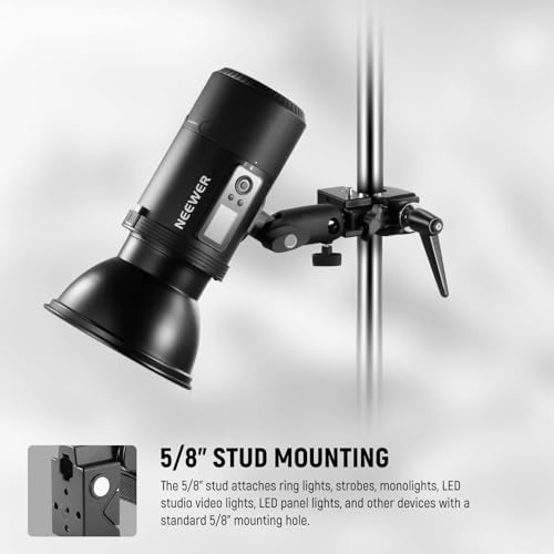 Image of NEEWER Heavy Duty Super Clamp Max Load 33lb /15kg, 2.4 inch Jaw Grip Crab Clamp Mount for Round Pole Flat Surface with 5 /8 inch Stud /Spring Lock /Cleaning Cloth for Photography Studio Camera Lighting, UA017