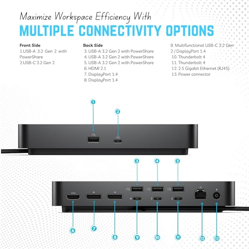 Image of SD25TB4 Dell Pro Thunderbolt 4 Smart Dock - USB-C Docking Station 130W Power Delivery - 4 Displays 4K, 2 DP 1.4, HDMI 2.1, 2 TB4, 2.5GbE, Wi-Fi