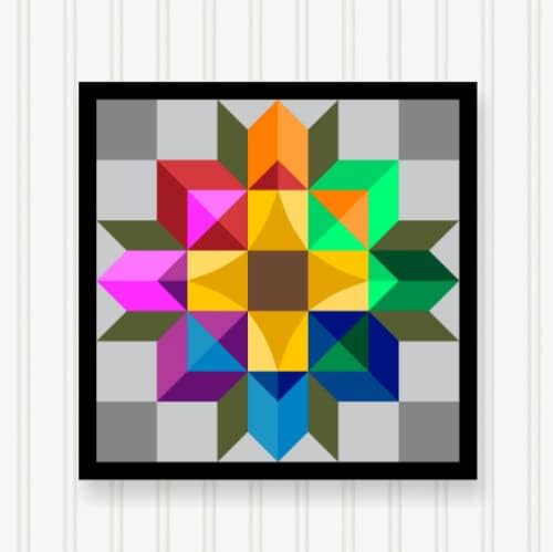 Barn Quilt Outdoor Square BQ102 | 6 Sizes | Outside Pattern | Wall Art | Yard Art | Farm Quilt Design (18" x 18")