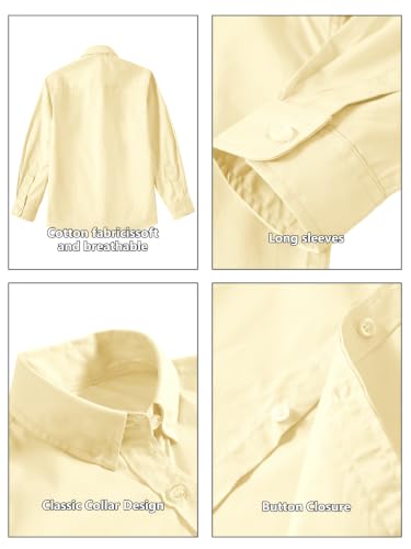 Image of DHTS Boys' Dress Shirts Toddle Boy Long Sleeve Uniform Shirt for Kids