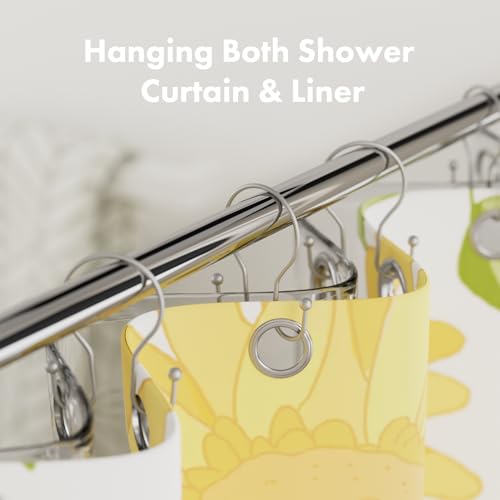 image for AmazerBath Silver Shower Curtain Hooks, Shower Curtain Rings, Simple D