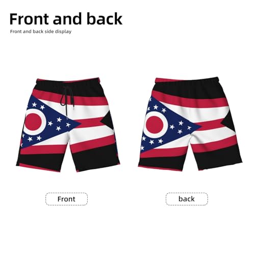 Ohio State Flag Youth Beach Pants, Soft and Breathable, with Drawstring Waist, Suitable for Sports and Leisure.2