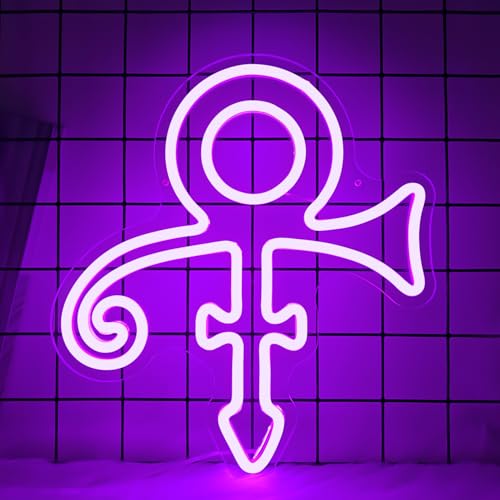 Image of Prince Symbol Neon Sign for Wall Decor Dimmable Led Prince Neon Light Sign for Bedroom Music Singer Themed Party Gift Prince Neon Light for Prince Birthday Party Decoration, purple