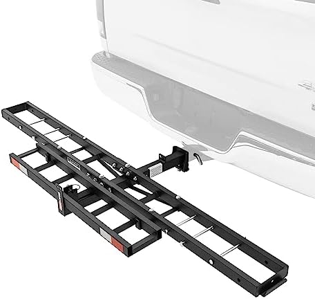 Black Widow Steel Compact Dirt Bike eBike Fat Tire Class III IV 2" Hitch Mounted Carrier with Loading Ramp, 300 lb. Capacity, Anti-Tilt Device MCC-300