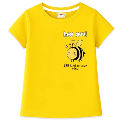 Image of Kuchipoo Girls Cotton Printed T-Shirts | Half Sleeve Round Neck | Soft & Comfortable Casual Wear for Kids | Pack of 5