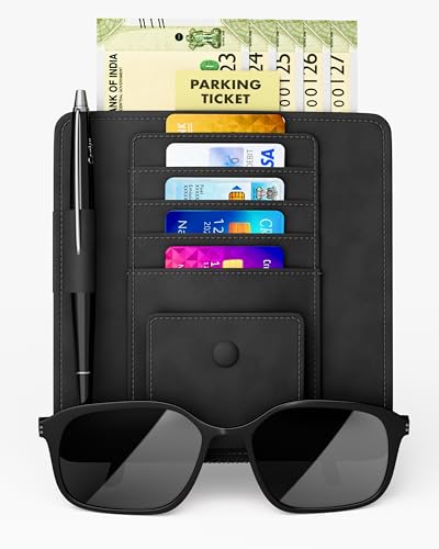Image of FEDUS Premium Car Organiser and Storage Car Document Holder, Sunglasses Holder for Car, Car Sun Visor Organizer Car all New Accessories Multipocket Pouch Auto Interior Accessories,Truck, SUV Pack-1