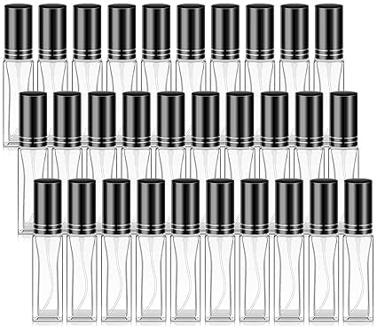 Hunky Dory 24pcs 8ml Sqaure Transparent Empty Glass Pen Spray Bottle Refillable With Black Pump And Black Cap Toner, Perfume, Attar, Lotion, Moisture,Bottles-picture-41