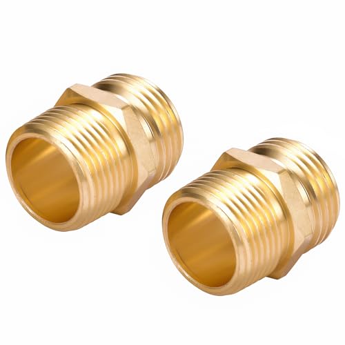 2 Pack 3/4" GHT to 3/4" NPT Male Connector, Brass Garden Hose Fitting, Male Hose Adapter - Thumbnail 6