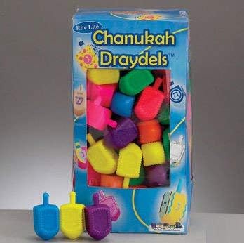 Rite Lite DR-M Medium Plastic Chanukah Draydels - Assorted Colors - Pack of 100