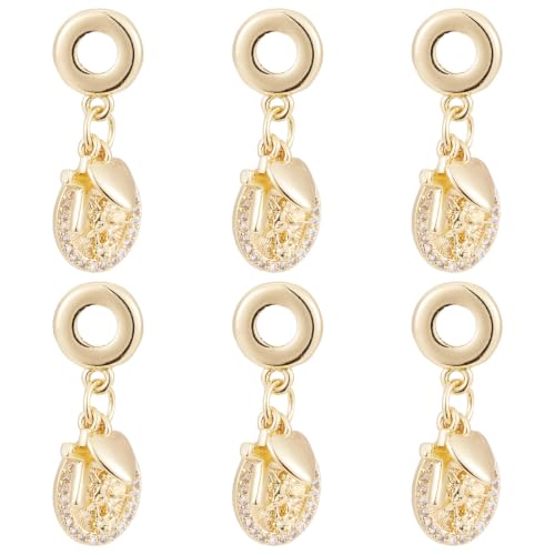 Image of 6Pcs Cubic Zirconia Cross Heart Charms for Crafts