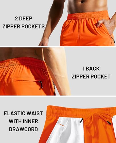 Image of MIER Men's Quick Dry Running Shorts with Zipper Pocket Elastic Waist Athletic Workout Exercise Shorts
