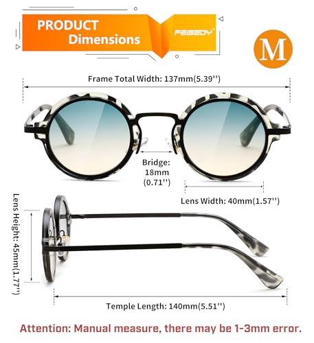 Image of FEISEDY Retro Small Round Sunglasses for Men Women Classic Vintage Hippie Circle Style UV Protection B0208