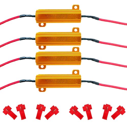 Set of 4 Load Resistors - 50W 6ohm Load Resistors to Correct LED Bulb Hyper Flash, Turn Signal Blink Error, and Flasher Adaptor for LED Turn Signal Lights - Resolve LED Turn Signal Error Codes Quickly