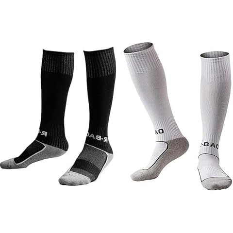 Calcetines de fútbol EQLEF para niños de 6 a 7 años, negro, blanco, 2-5 Cover