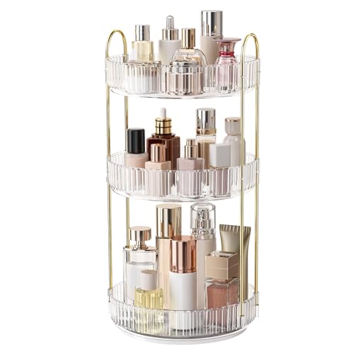 360° Rotating Makeup Organizer, Large Capacity Skincare & Cosmetics Storage