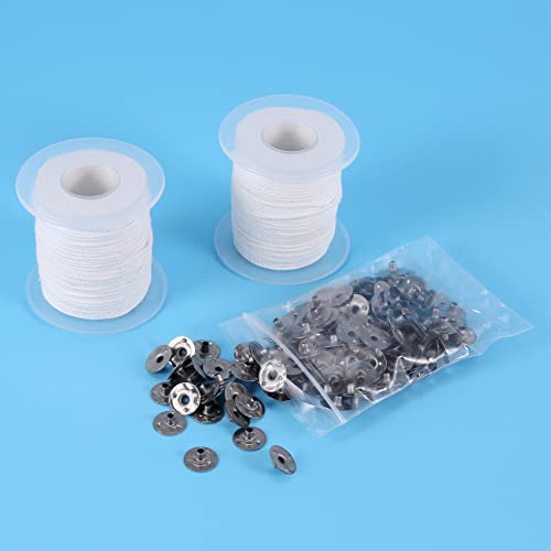 Herramientas para Velas DIY, 2 rollos de mecha trenzada de algodón y 200 bases miniatura 2