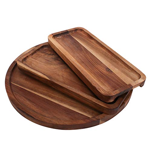 Kitchen Chefs Acacia Wood Cheese Board Set - Large Wooden Charcuterie Board
