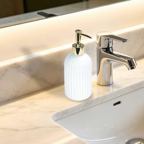 Image of Soap Dispenser 14Oz White Glass Hand Soap Dispenser for Kitchen Countertop