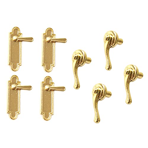 Gazechimp 8 Stück Puppenhaus Miniatur Tür Pull Griffe + Schlösser Set für 1/12 Puppenstube Tür Zubehör – Bild 3