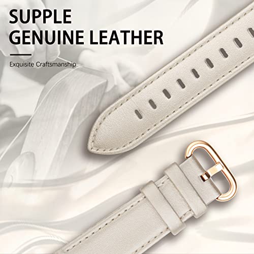 Swees APPLEWATCHBAND38BEIGE Leather Band Compatible For Iwatch 38Mm 40Mm, Genuine Leather Replacement Strap Rose Gold Buckle Compatible Iwatch Series 6 5 4 3 2 1 Sports & Edition Women And Men, Ivory White thumb #1