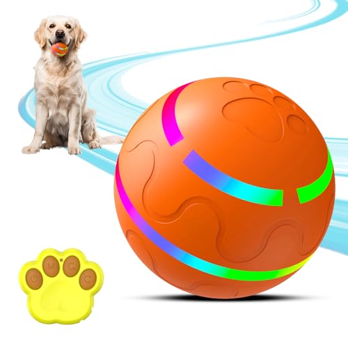 Petrendy Interactive Dog Toy, Smart Interactive Dog Ball Remote Control, Automatic Moving, Bouncing, Vibrating Pet Toys for Medium Large Dogs, Safe Material, Rechargeable and Waterproof