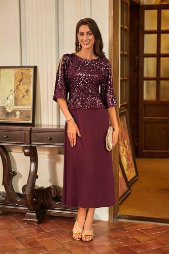 GRACE KARIN Sequin Dress for Women 2025 Mother of The Bride Dresses Wedding Guest Formal Chiffon Evening Gown2