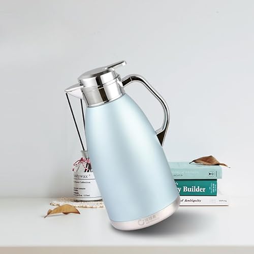LAJOKING 保温ケトル ステンレスポット コーヒー 保温/保冷ポット 卓上ポット キャンプ ケトル おしゃれ 長期断熱冷断熱 ファッションと使いやすい ステンレスポット(1800ML/ 2300ML) (1.8L,カーキブルー)