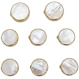 OoSsSoO 8pcs Button Covers for womens or Mens Golden pearl shell Button Cover Formal Business Wedding Tuxedo Shirt Accessories Cufflinks Alternatives