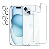 Heioloo [4 Pezzi] Vetro Temperato per iPhone 15 Plus,[2 Pezzi] Pellicola Protettiva Posteriore...