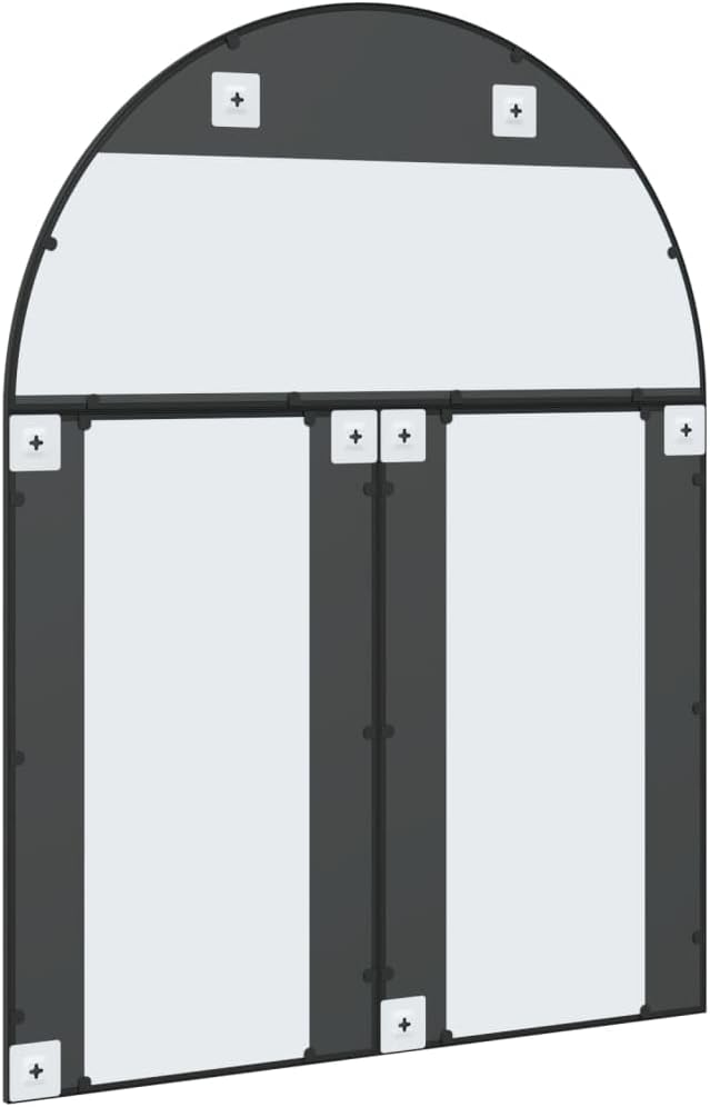 vidaXL Wall Mirror - Decorative Black Arch Iron Framed, Clear Glass Reflective Surface, Perfect for Bedroom, Bathroom, Living Room, Hallway