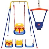 Ollewiellan Babyschaukel & türhopser Baby 4-in-1 Set mit Gestell - Kinderschaukel, Baby Jumper mit Sicherheitsgurt, klappbar & 4 Sandsäcken - Für Drinnen & Draußen, einfach zu montieren