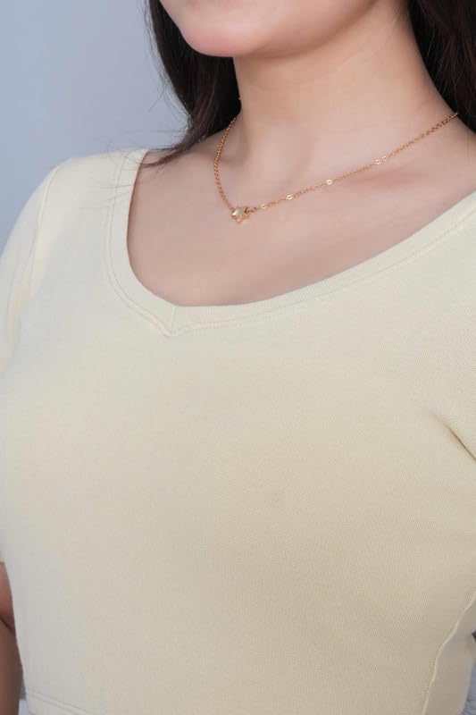 Image of Mlada V-Neck Stretchable Saree Blouse Top for Women | Slim Fit Short Sleeves Solid Cotton Blouses | Readymade Saree Blouses for Women Festive & Ethnic | Blouse Crop Top