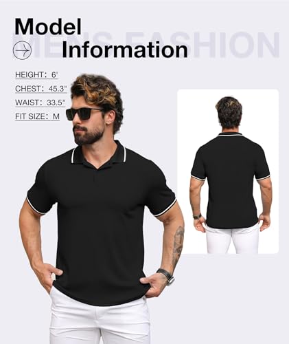 ZITY Mens Polo Shirts Casual Short Sleeve Athletic T-Shirts Classic Contrast Collar Shirt with Pocket2