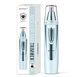 Ear and Nose Hair Trimmer Clipper, 2025 Professional Painless Eyebrow & Facial Hair Trimmer for Men Women, Battery-Operated Trimmer with IPX7 Waterproof, Dual Edge Blades for Easy Cleansing, Blue