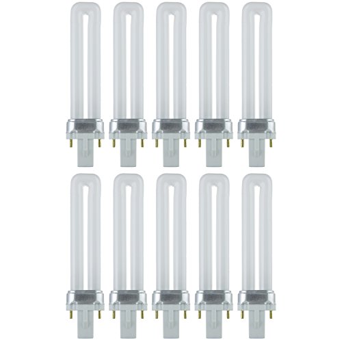 Sunlite PL7/SP35K 10PK 2-Pin Fluorescent 7W 3500K Neutral White U Shaped PL CFL Twin Tube Plugin Light Bulbs with G23 Base (10 Pack)