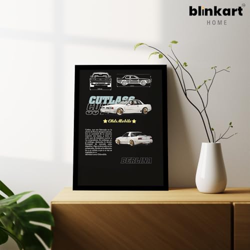Image of BLINKART Nissan Skyline GT-R (R32) CarFramed Posters Gift Items Boys Room Wall Decoration Bedroom Office Studio Synthetic Wood Frame & Acrylic Glass Ready to Hang - 12x8 Inch, (A4 Size) - CAR-007