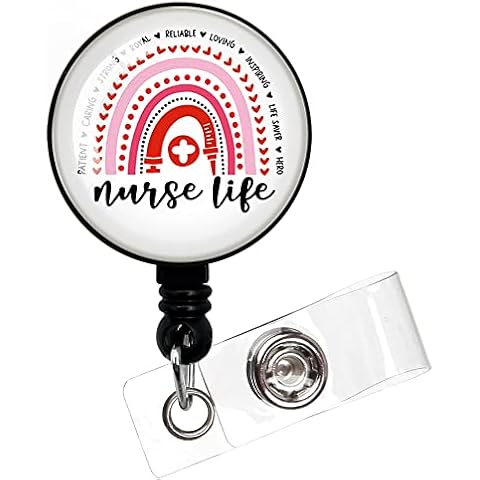 Nurse Life,Funny Badge Reel,Retractable ID Card Badge Holder with Alligator Clip,Decorative Custom Badge Holder,Nurse Badge Reel,Medical MD RN Nurse Badge ID,Graduation Gift for Medical Student Cover
