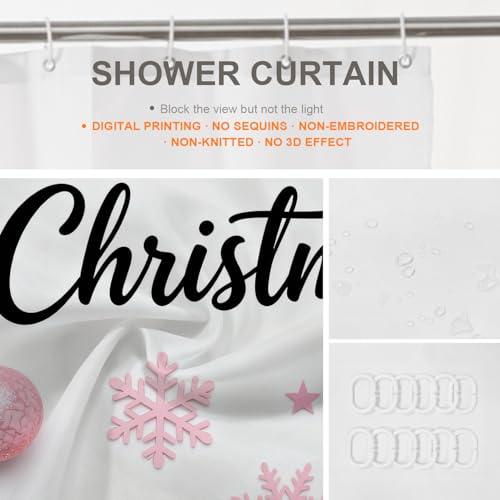 Rideau de douche de Noël or rose pour éviter l'eau au sol et décorer