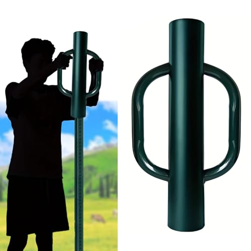 iHYTOON Fence Post Driver - 17Inch T Post Driver Portable Duty Hand Post Pounder with Handle Green Steel Rammer for U Fence Post Wooden Post Hole Diggers
