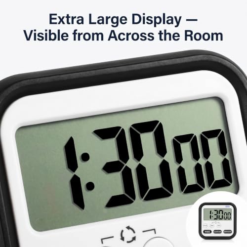 Image of Digital Kitchen Timer Clock, Study Stopwatch Magnetic Large LCD Display | Countdown & Count-Up Dual Mode, Perfect for Cooking & Studying, Time Management Tool