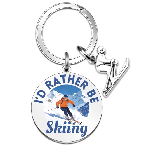 Yaxkvapu Ski Gifts for Men Women Skiing Accessories Keychain Snowboarding