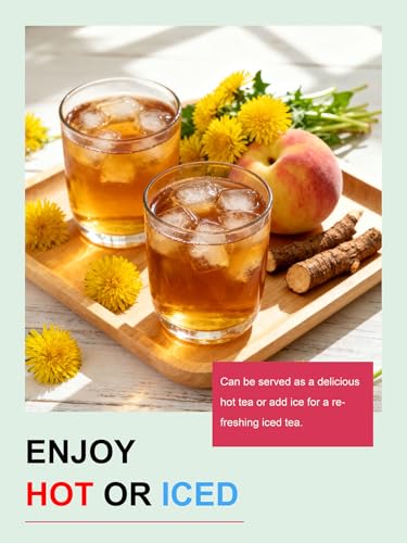 Image of TeeLux Peach Dandelion Burdock Root Tea Bags, Caffeine Free, 100 Count | Natural Herbal Blend with Sweet Cinnamon, Zesty Ginger & Toasty Roasted Dandelion Root, Sugar Free, Hot or Iced