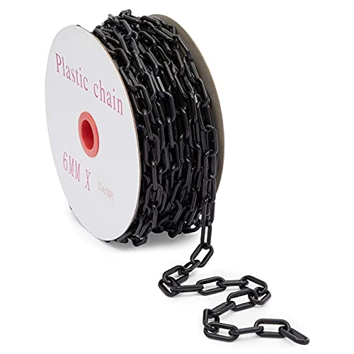 Black Plastic Barrier Chain, Weatherproof Safety Link (100 Feet) #TOP21