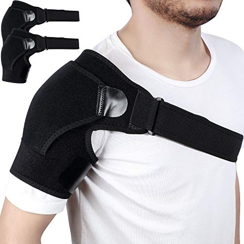 2 Pieces Shoulder Support Brace Shoulder Stability Compression Brace Strap Adjustable Fit Sleeve Shoulder Wrap Cuff for Men Women Reducing Shoulder Fatigue and Pain (Universal Size)